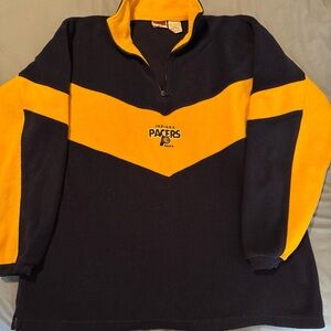 Vintage Indiana Pacers Men's Navy and Yellow Sweater